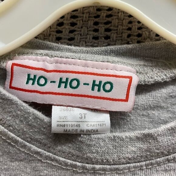 Boys ho ho ho Christmas Santas helper long sleeve top thank you - Picture 3 of 3